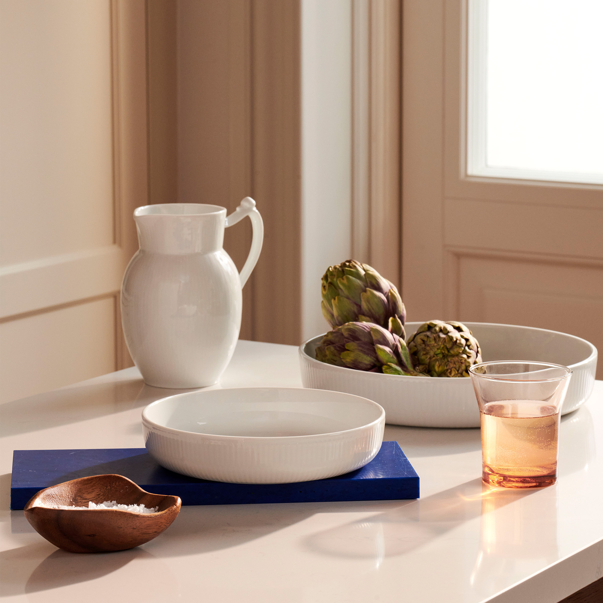 White Fluted products on a kitchen table